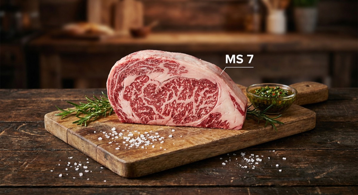 Australian wagyu ribeye with MS 7 marbling